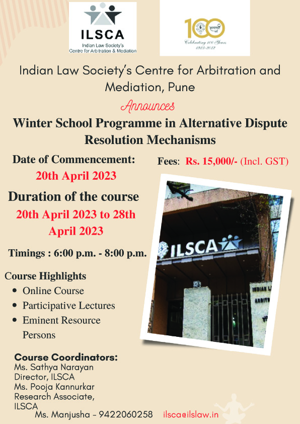 Winter School Programme in Alternative Dispute Resolution Mechanisms