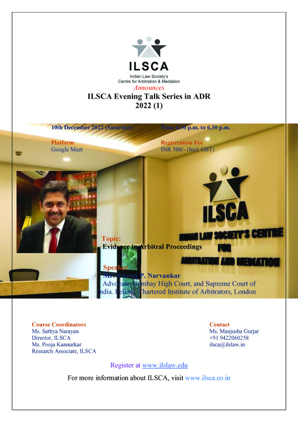 ILSCA Evening Talk Series in ADR